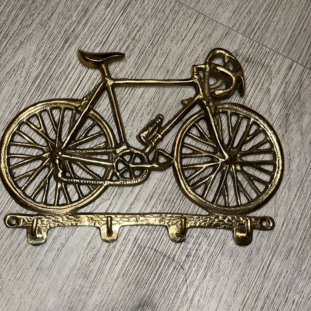 Vintage brass bike key holder